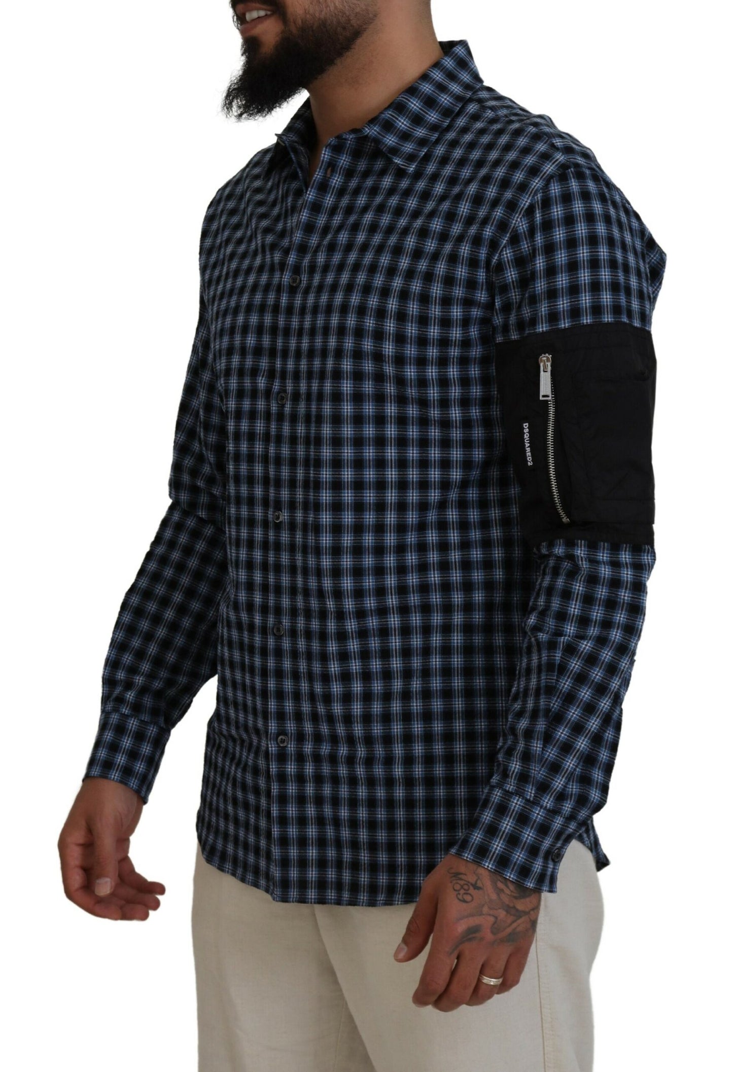 Multicolor Black Arm Plaid Men Long Sleeves Shirt - The Luxe Alliance