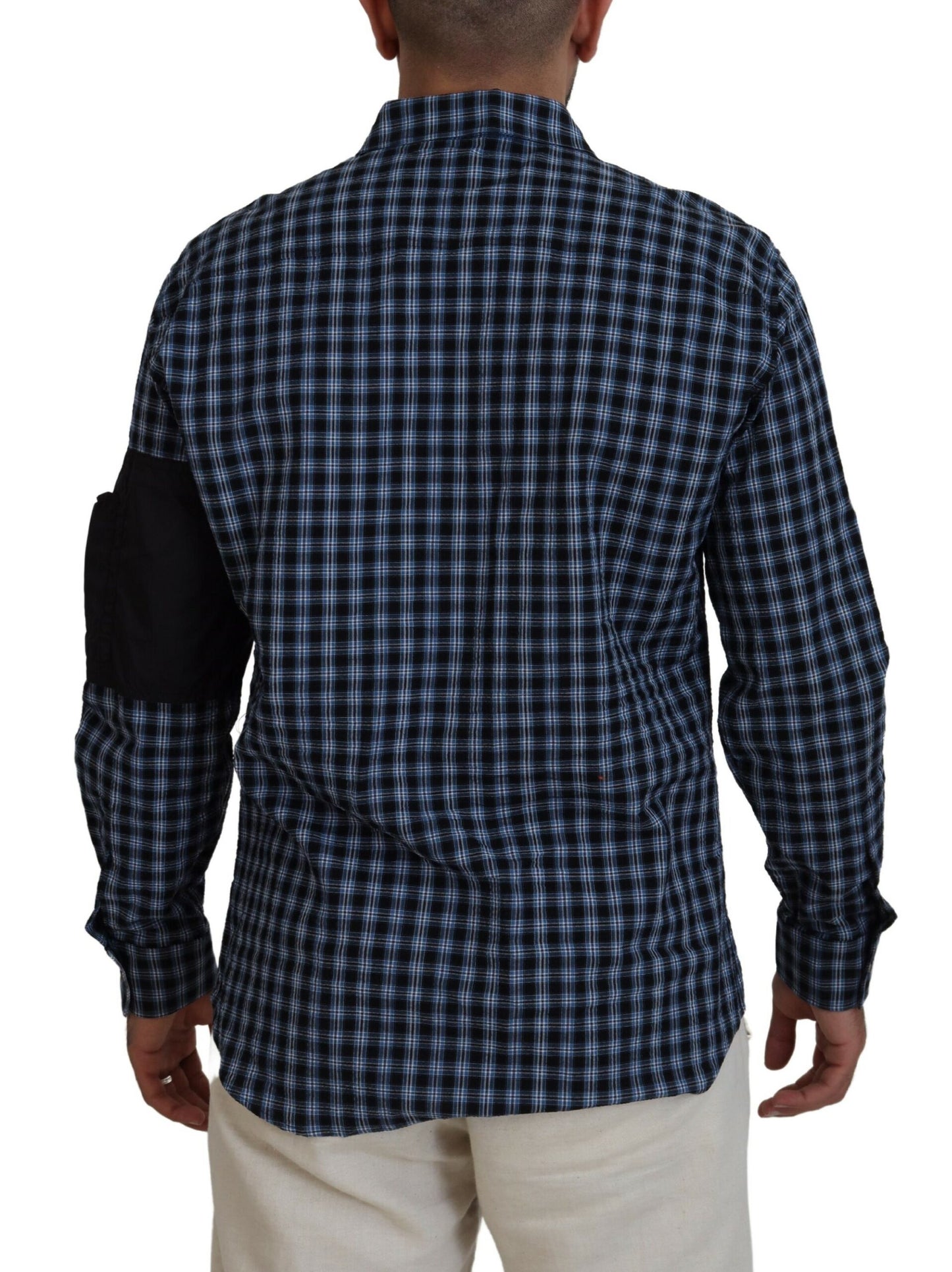 Multicolor Black Arm Plaid Men Long Sleeves Shirt - The Luxe Alliance