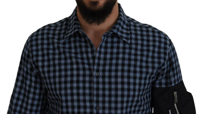 Multicolor Black Arm Plaid Men Long Sleeves Shirt - The Luxe Alliance