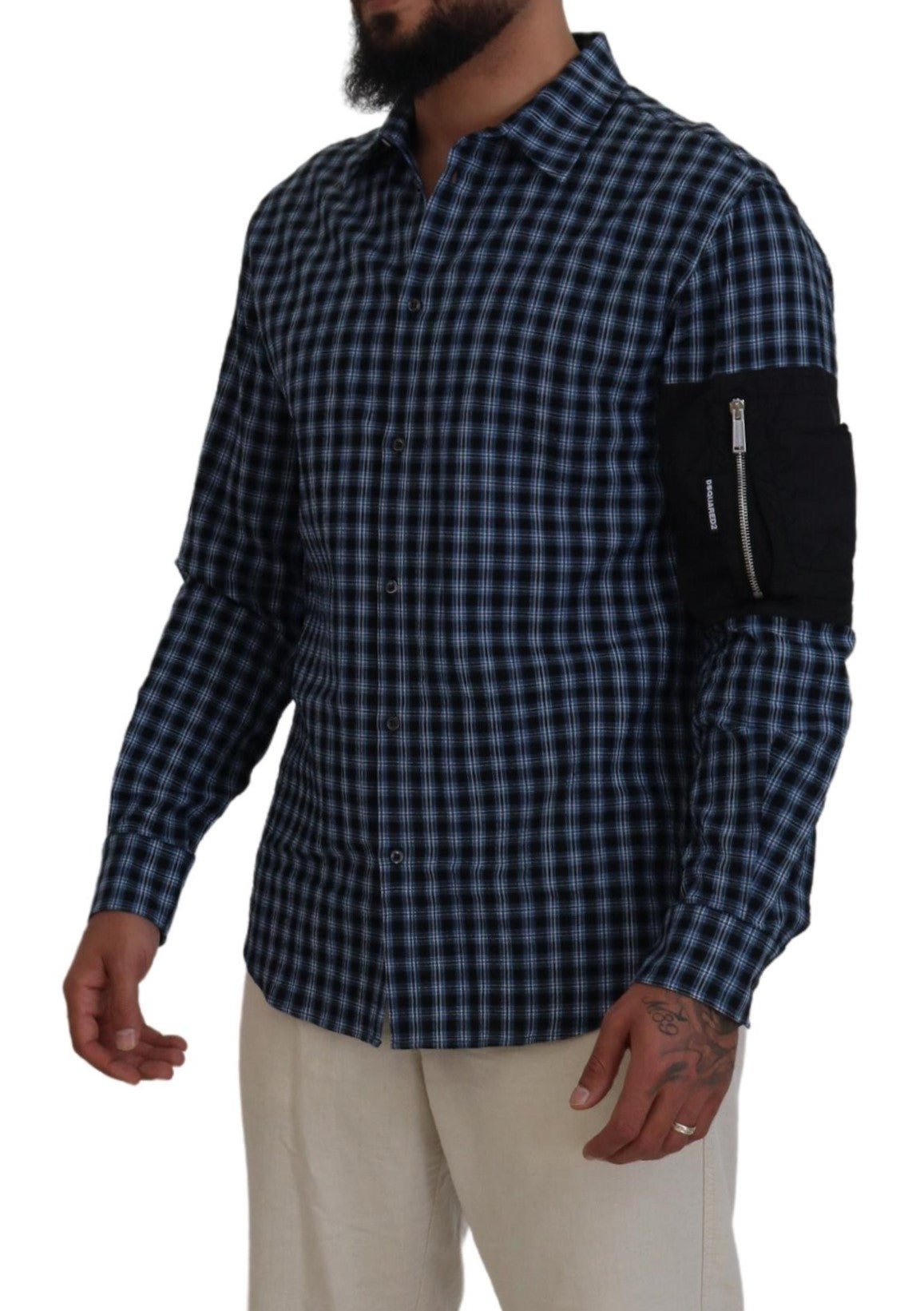 Multicolor Black Arm Plaid Men Long Sleeves Shirt - The Luxe Alliance