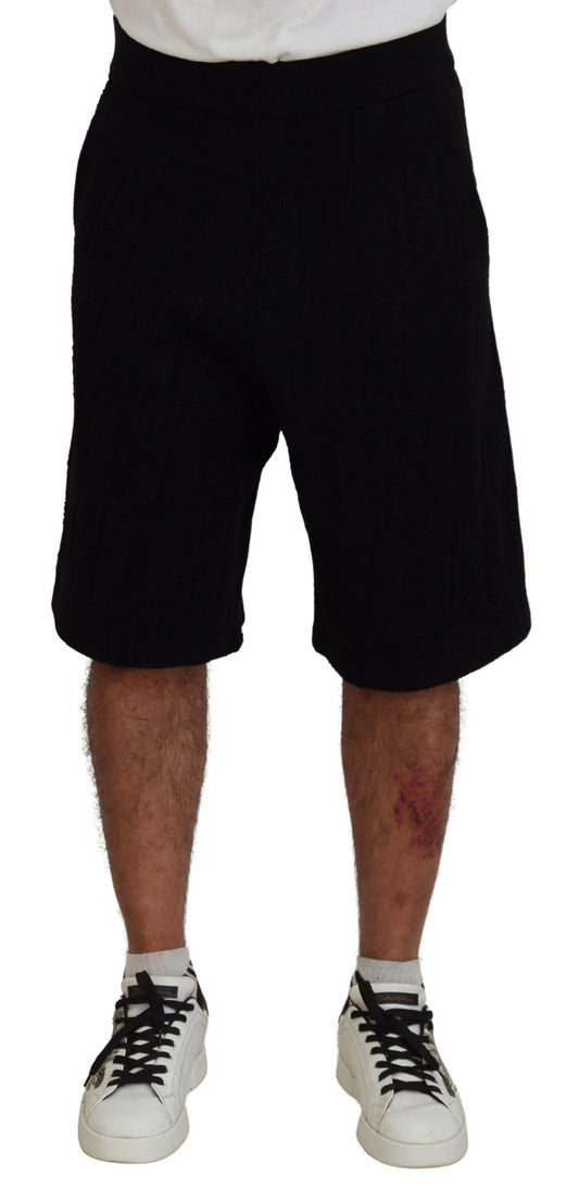 Black Solid Pull On Men Casual Bermuda Shorts - The Luxe Alliance