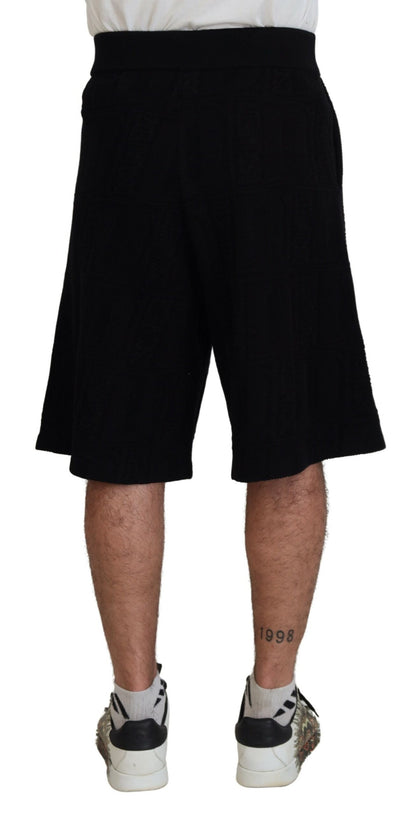  - Black Solid Pull On Men Casual Bermuda Shorts