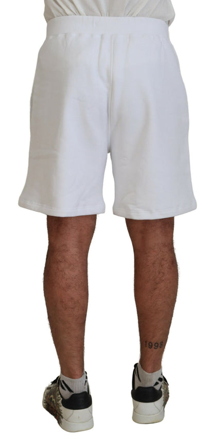 White Printed Pull On Men Casual Bermuda Shorts - The Luxe Alliance