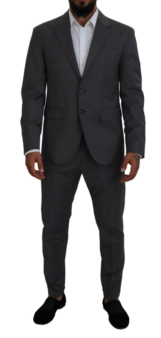 Gray Wool Single Breasted 2 Piece CIPRO Suit - The Luxe Alliance