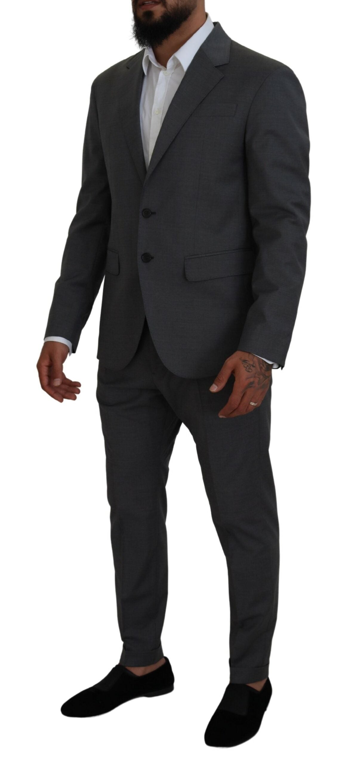 Gray Wool Single Breasted 2 Piece CIPRO Suit - The Luxe Alliance