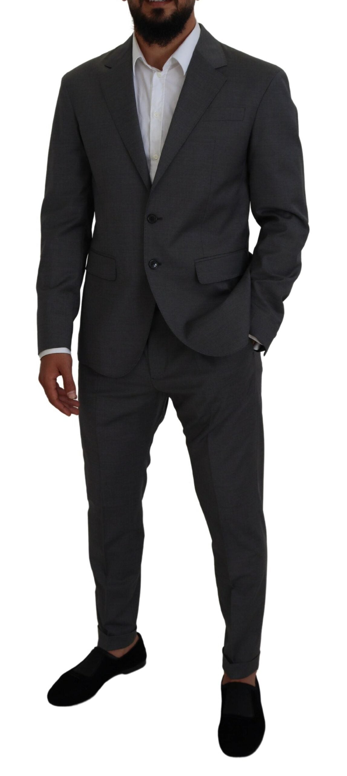 Gray Wool Single Breasted 2 Piece CIPRO Suit - The Luxe Alliance