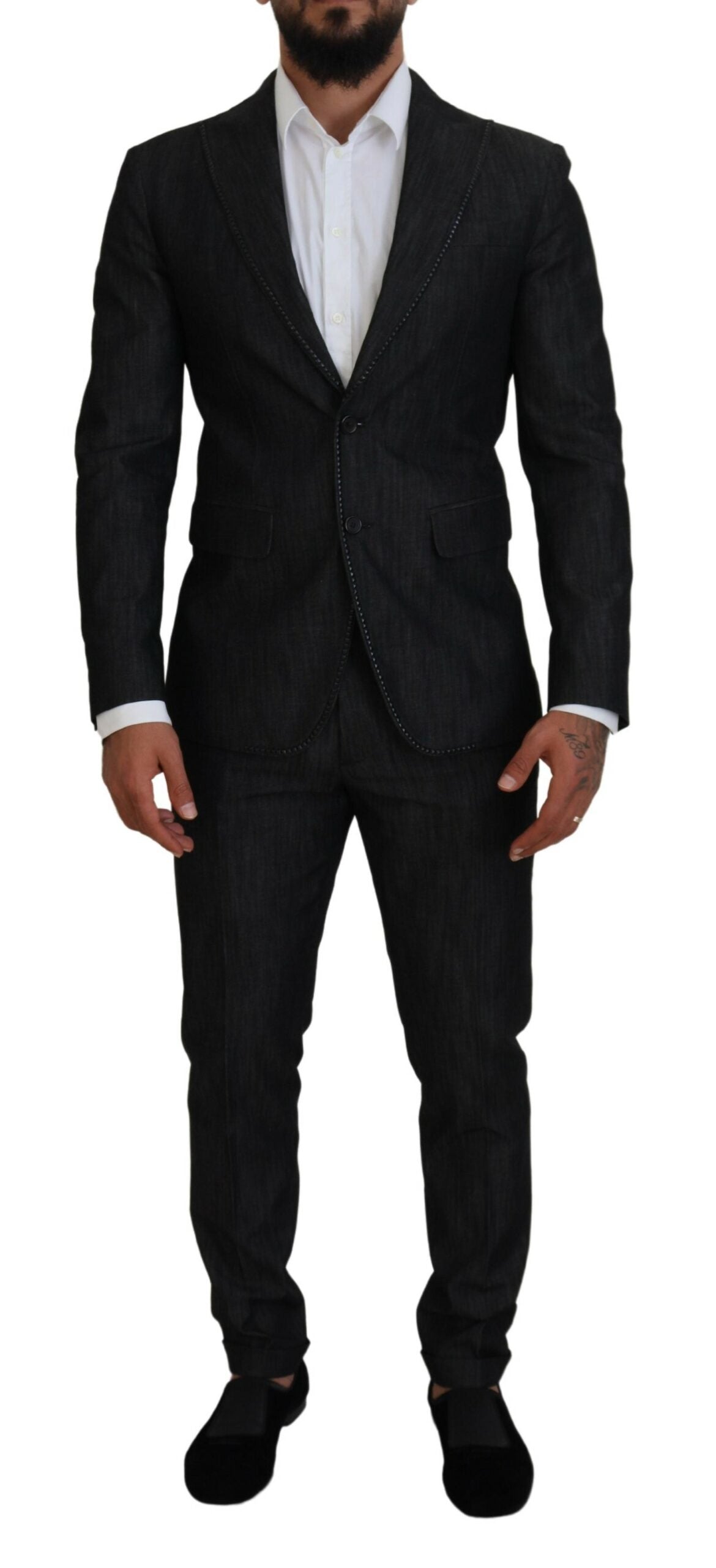 Black Cotton Single Breasted 2 Piece MIAMI Suit - The Luxe Alliance