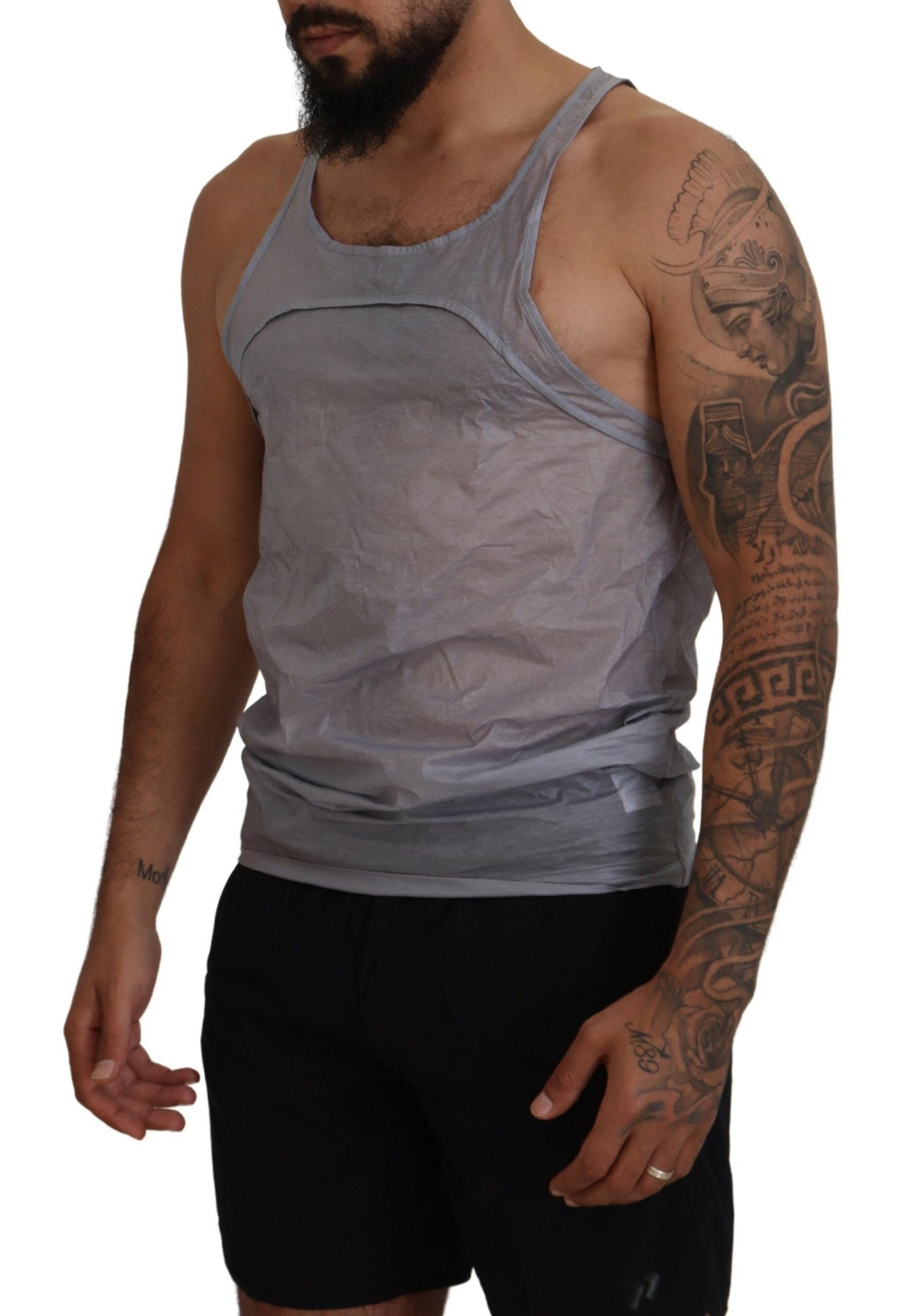 Light Gray Cotton Sleeveless Tank Men Top T-shirt - The Luxe Alliance