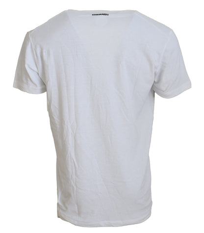 White Cotton Linen Short Sleeves V-neck T-shirt - The Luxe Alliance