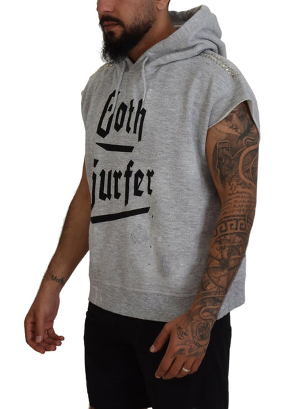 Light Gray Cotton Short Sleeves Hooded T-shirt - The Luxe Alliance