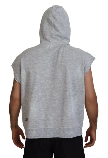 Light Gray Cotton Short Sleeves Hooded T-shirt - The Luxe Alliance