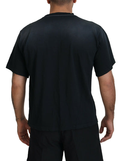 Black Cotton Short Sleeves Crewneck T-shirt - The Luxe Alliance