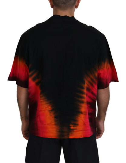 Black Orange Cotton Short Sleeves Crewneck T-shirt - The Luxe Alliance