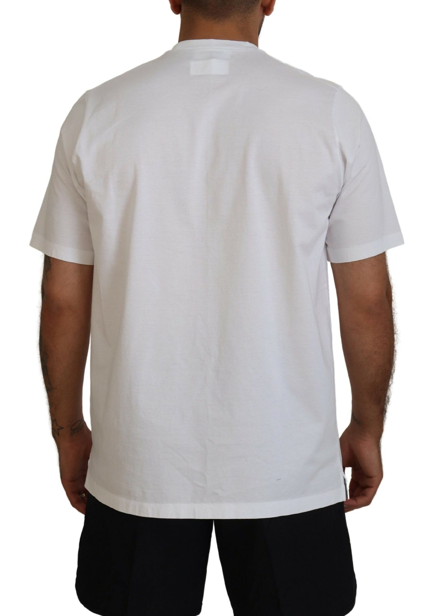 White Cotton Short Sleeves Crewneck T-shirt - The Luxe Alliance