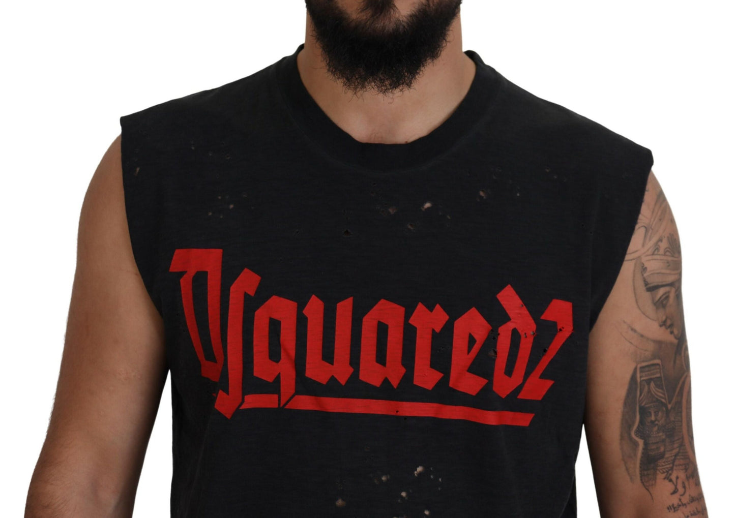 Black Cotton Sleeveless Crewneck Tank T-shirt - The Luxe Alliance