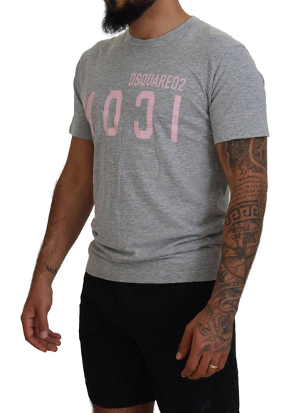 Gray Logo Cotton Short Sleeves Crewneck T-shirt - The Luxe Alliance