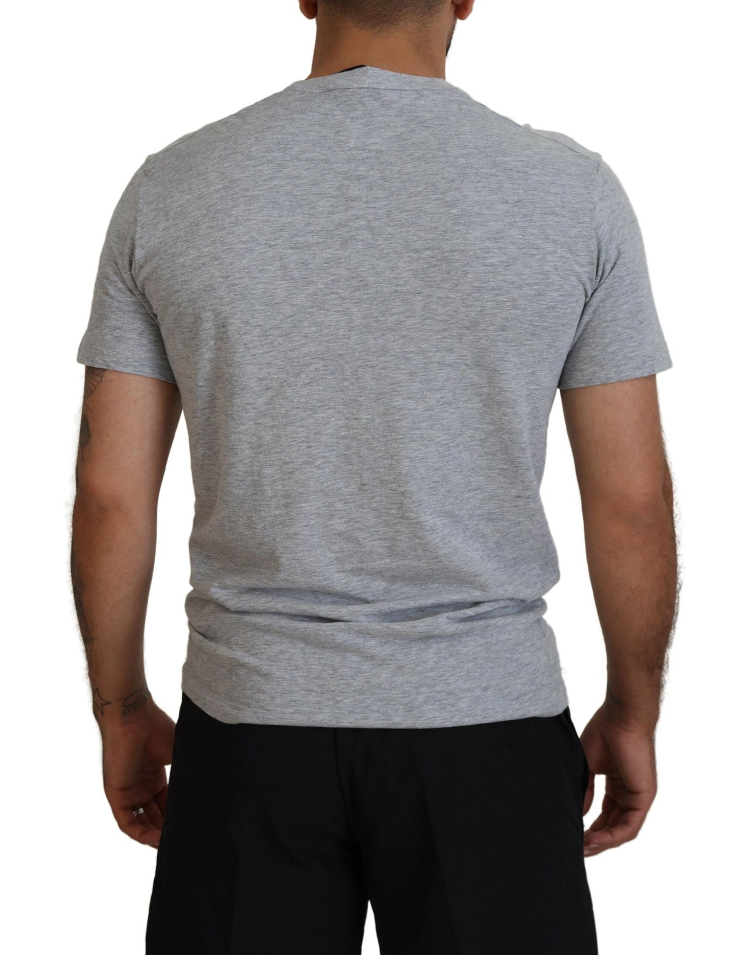 Gray Logo Cotton Short Sleeves Crewneck T-shirt - The Luxe Alliance