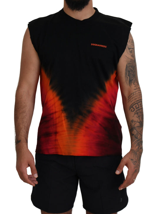 Black Orange Cotton Sleeveless Tank T-shirt - The Luxe Alliance