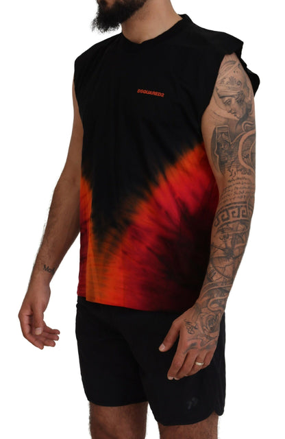 Black Orange Cotton Sleeveless Tank T-shirt - The Luxe Alliance