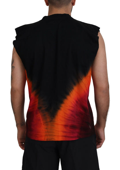 Black Orange Cotton Sleeveless Tank T-shirt - The Luxe Alliance