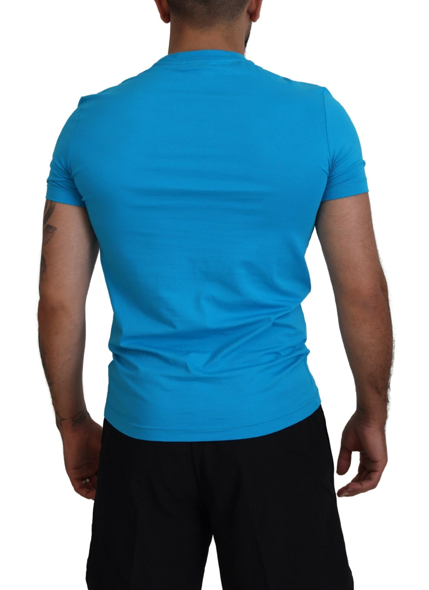 Blue Modal Short Sleeves Crewneck T-shirt - The Luxe Alliance