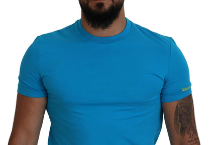 Blue Modal Short Sleeves Crewneck T-shirt - The Luxe Alliance