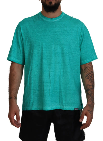 Light Green Cotton Linen Short Sleeves T-shirt - The Luxe Alliance