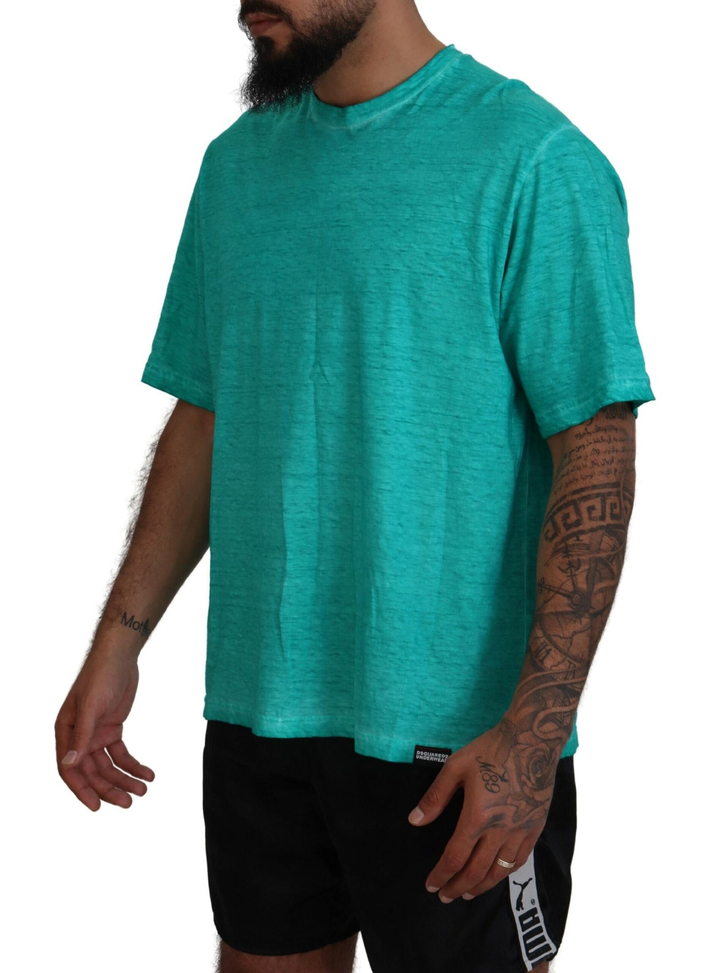 Light Green Cotton Linen Short Sleeves T-shirt - The Luxe Alliance