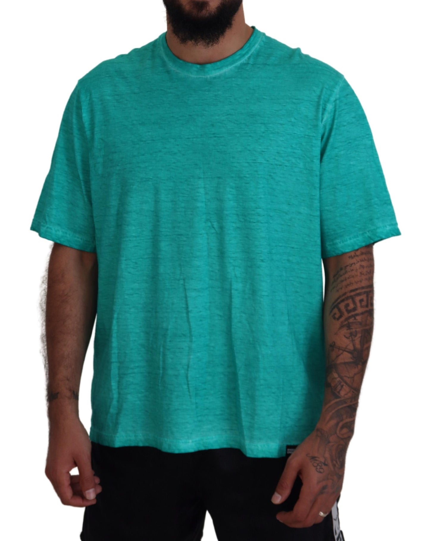 Light Green Cotton Linen Short Sleeves T-shirt - The Luxe Alliance