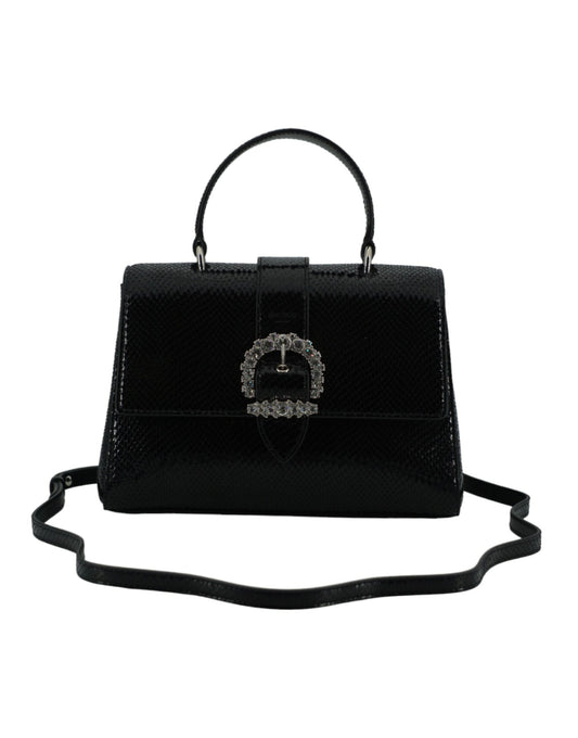  - Black Leather Top Handle Shoulder Bag