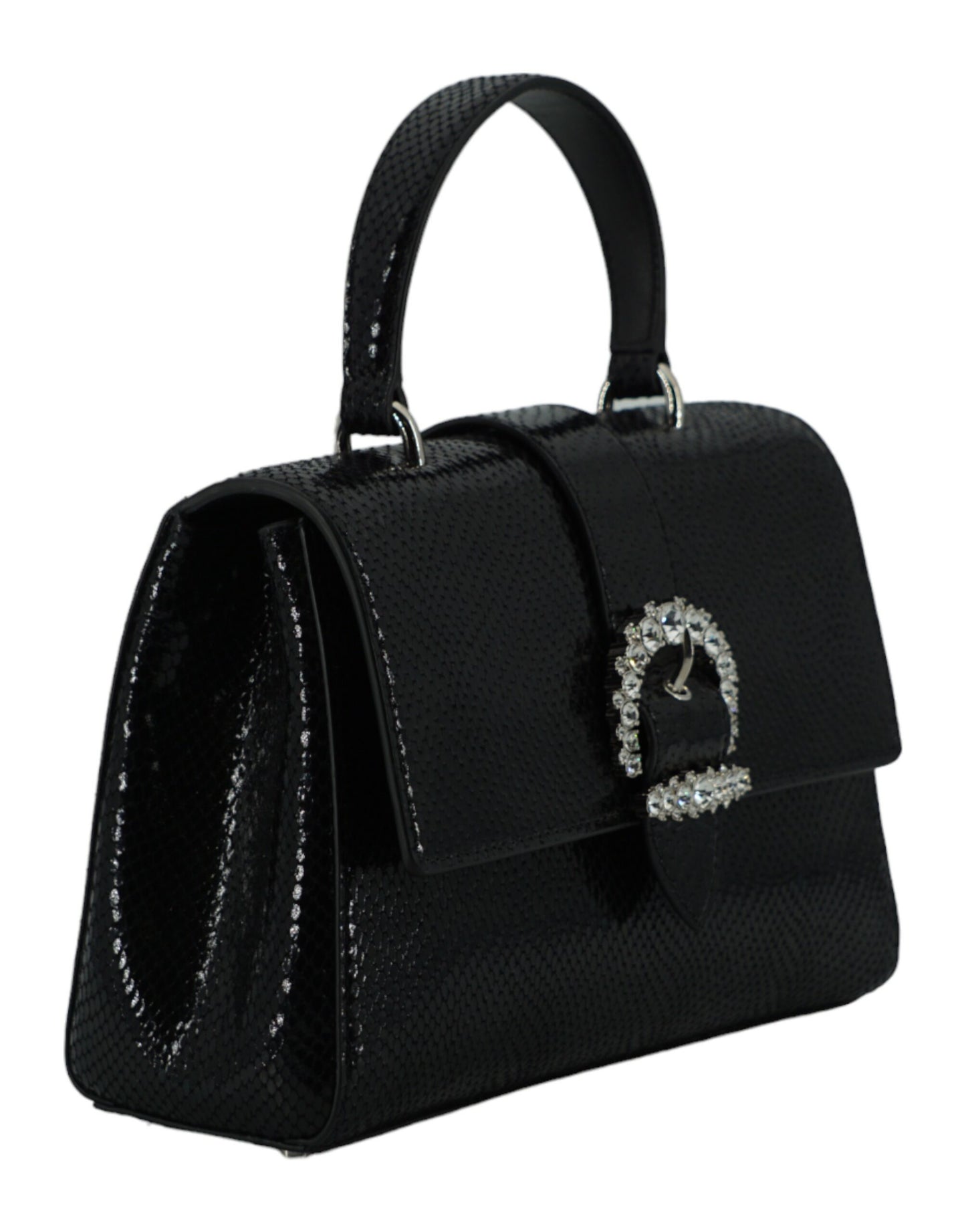  - Black Leather Top Handle Shoulder Bag