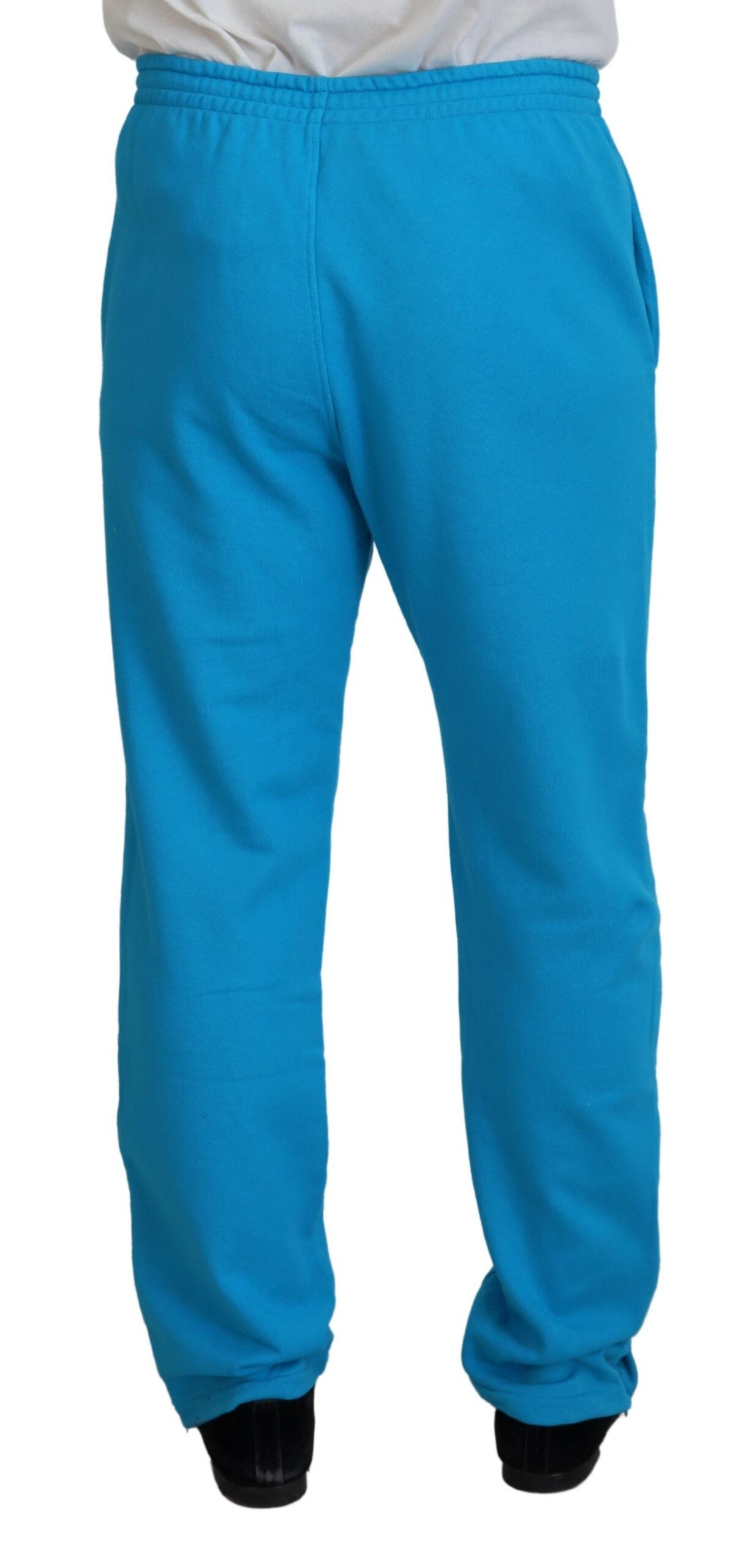 Light Blue Cotton Logo Print Casual Pants - The Luxe Alliance