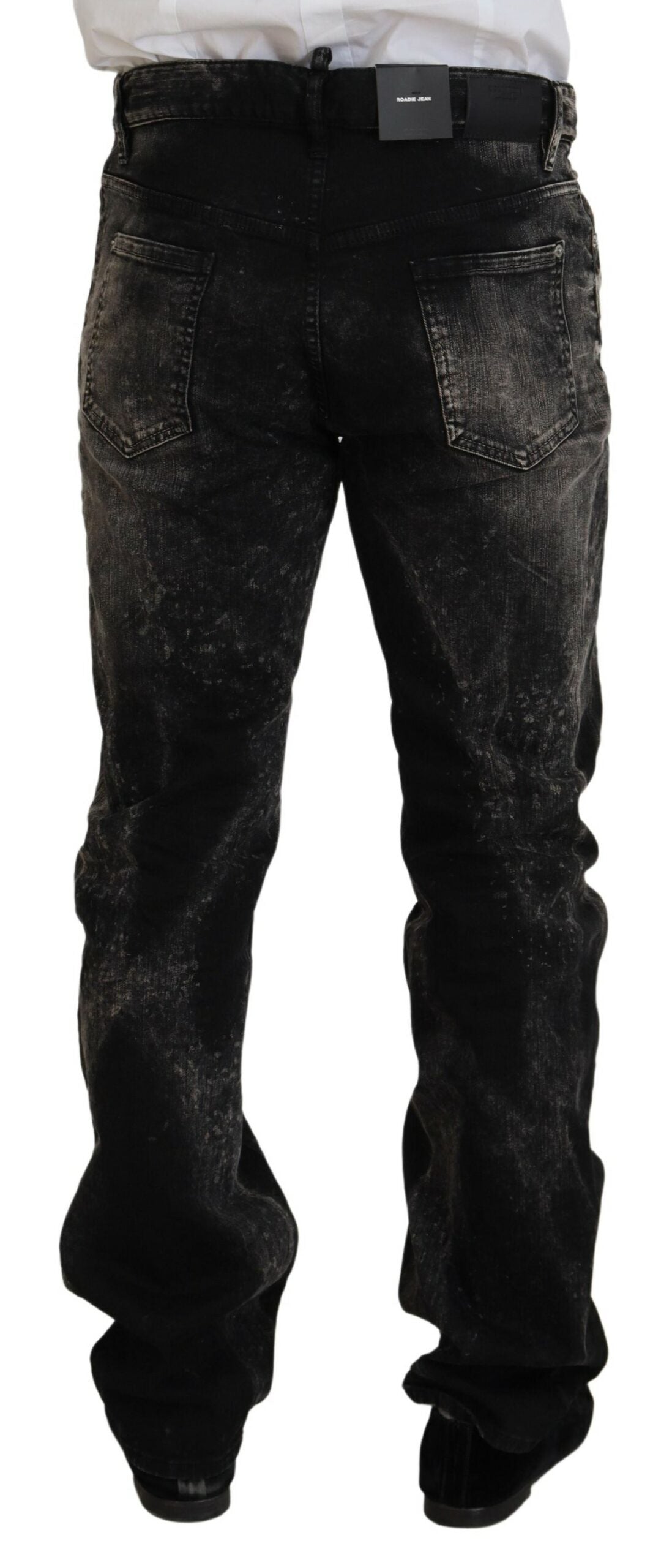  - Black Washed Cotton Straight Fit Casual Denim Jeans