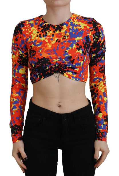  - Multicolor Cami Long Sleeves Cropped Blouse Top