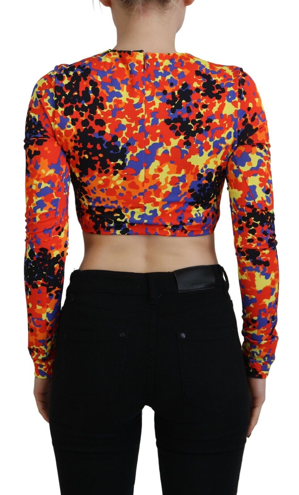  - Multicolor Cami Long Sleeves Cropped Blouse Top