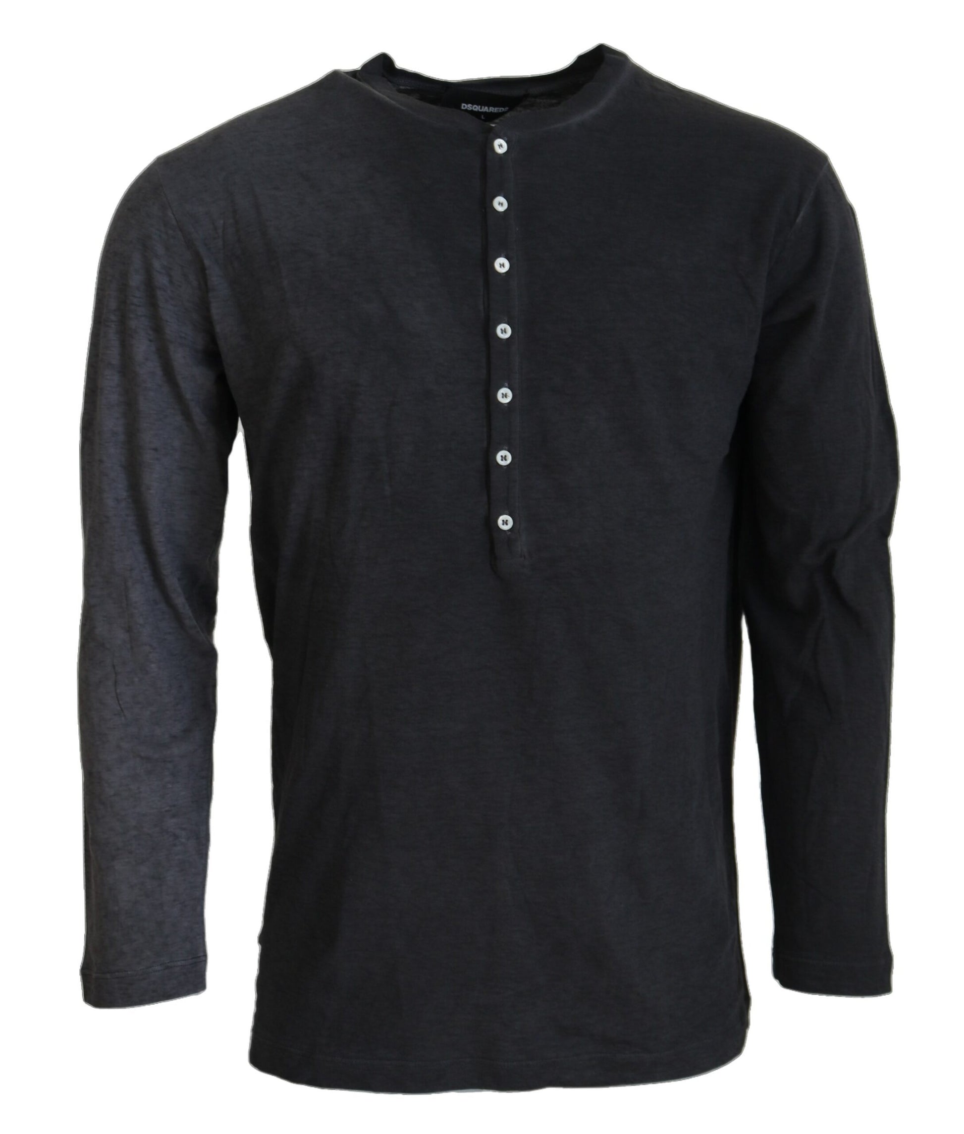 Black Cotton Linen Long Sleeves Pullover Sweater by Dsquared2