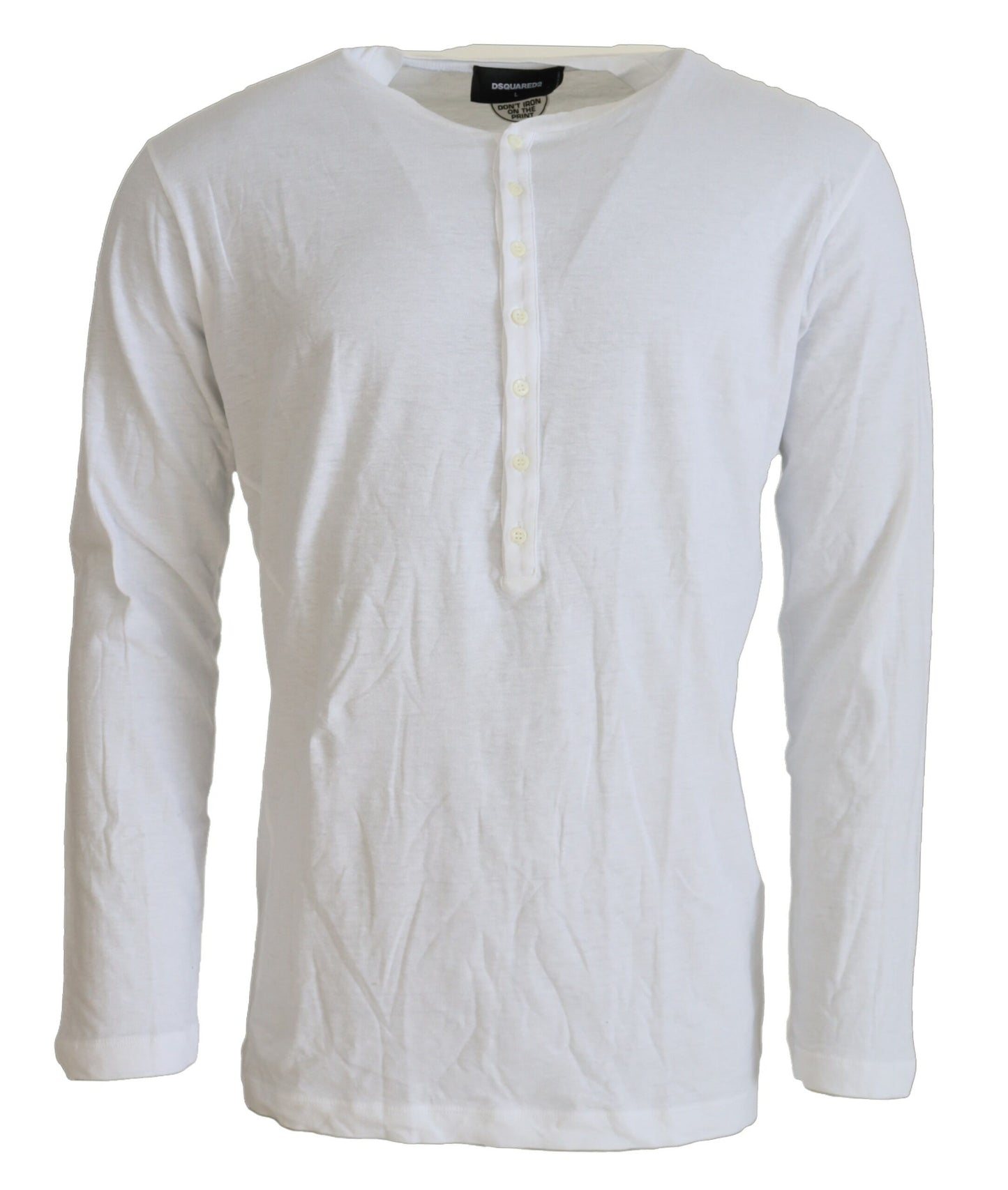  - White Cotton Linen Long Sleeves Pullover Sweater