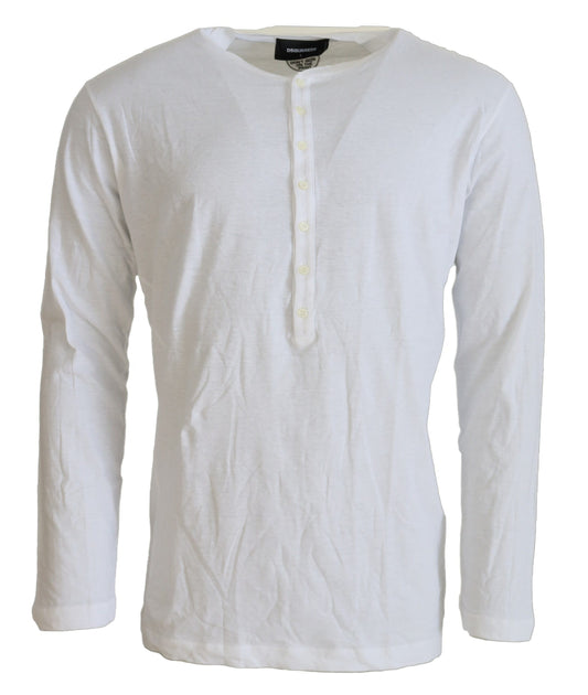  - White Cotton Linen Long Sleeves Pullover Sweater