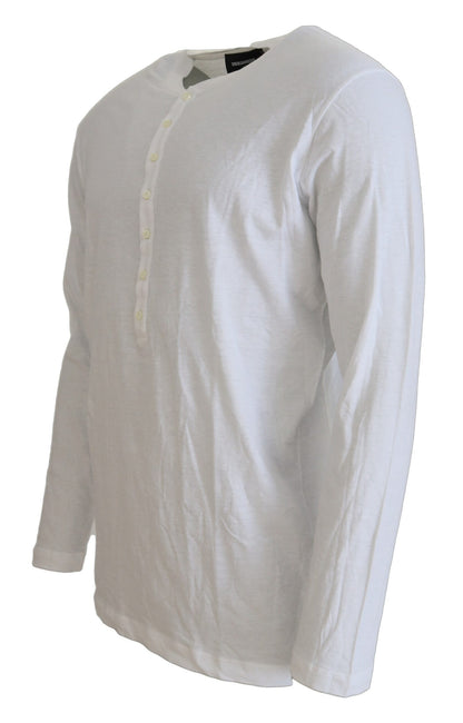  - White Cotton Linen Long Sleeves Pullover Sweater