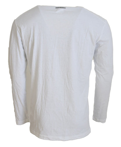  - White Cotton Linen Long Sleeves Pullover Sweater