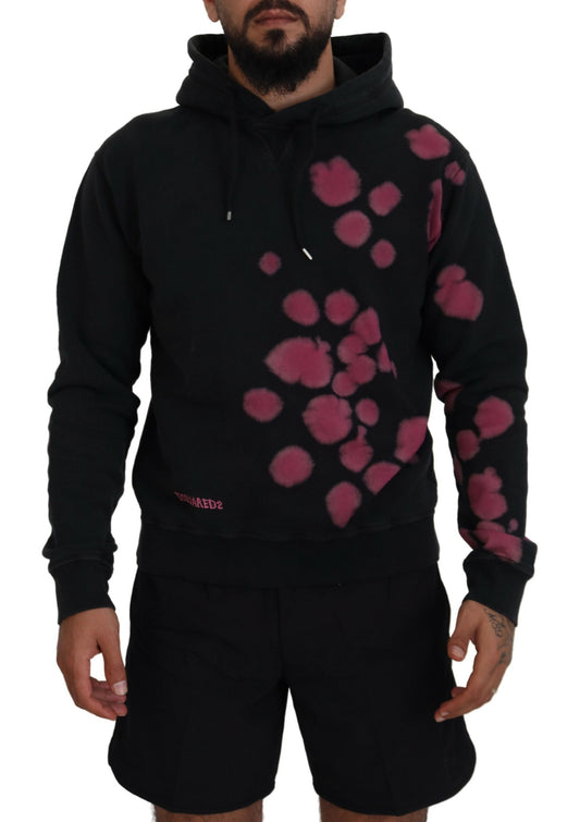  - Black Tie Dye Cotton Hooded Sweatshirt Sweater