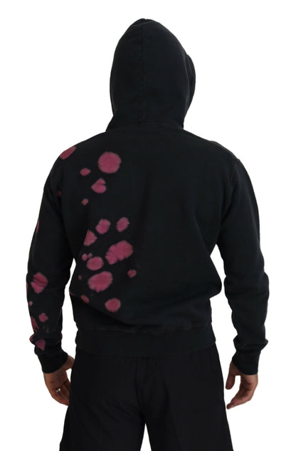  - Black Tie Dye Cotton Hooded Sweatshirt Sweater