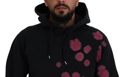  - Black Tie Dye Cotton Hooded Sweatshirt Sweater