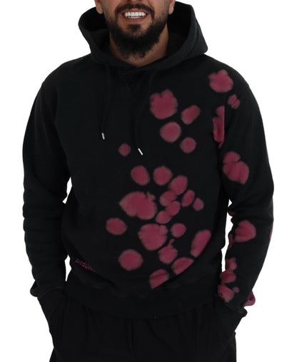  - Black Tie Dye Cotton Hooded Sweatshirt Sweater