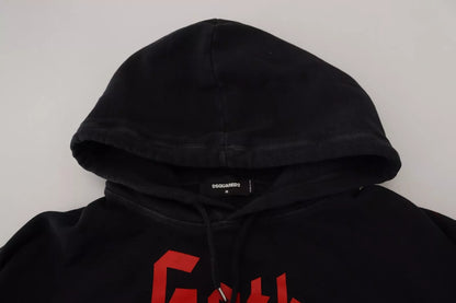  - Black Cotton Hooded Printed Men Pullover Sweater