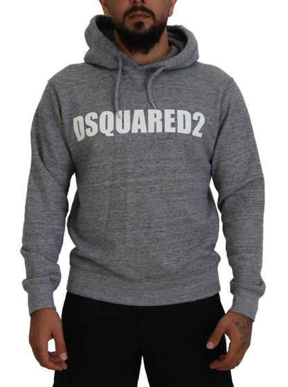  - Gray Cotton Hooded Logo Print Men Pullover Sweater