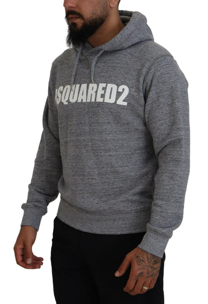  - Gray Cotton Hooded Logo Print Men Pullover Sweater