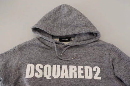  - Gray Cotton Hooded Logo Print Men Pullover Sweater