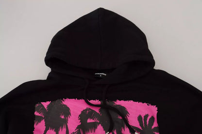  - Black Cotton Hooded Printed Men Pullover Sweater