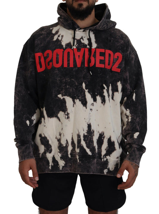  - Gray Wash Hooded Printed Men Pullover Sweater